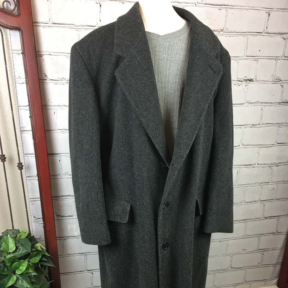 VTG LONDON FOG Long GRAY Wool Winter Over-Coat 42